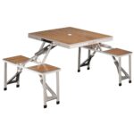 Mesa con taburetes aluminio, plegable y ligera