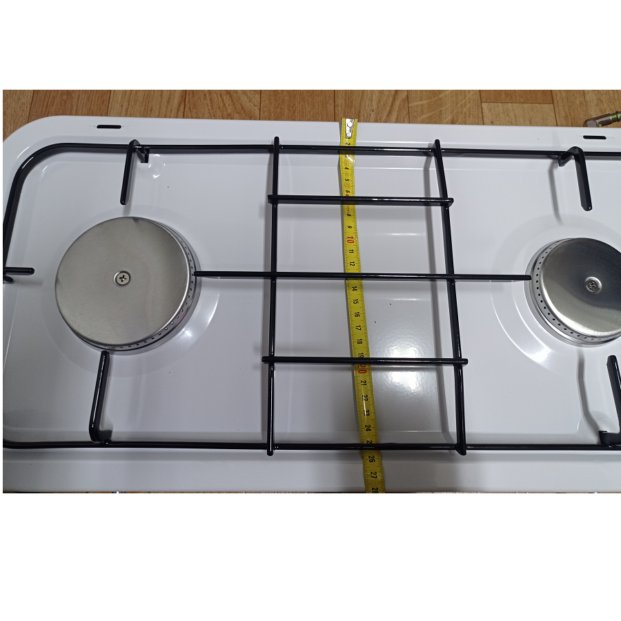 Cocina a gas portátil, 2 fuegos con tapa, inox, 71 x 37 x 8,5 cm